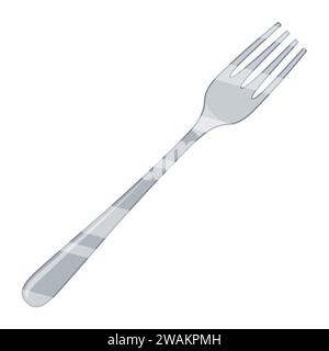 Silver gray fork icon isolated on white background. Vector illustration Stock Vector