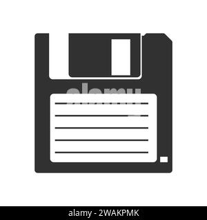 Floppy Disk icon in flat style isolated on white background. HD diskette old data media. Vector Illustration Stock Vector