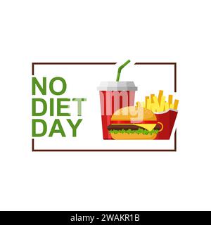 International No Diet Day Vector Illustration on white background. Junk Food icon. Fast food, Suitable for greeting card, poster and banner. Stock Vector