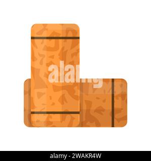 Brown wine corks isolated on white background. Wooden cork plug icon in flat style. Vector illustrtaion Stock Vector