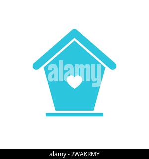 Wooden handmade Winter Bird house. From blue icon set. Stock Vector