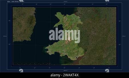 Wales - Great Britain outlined on a high resolution satellite map Stock ...