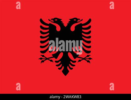 High detailed flag of Albania. National Albania flag. Europe. 3D illustration. Stock Vector