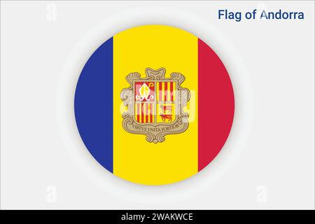 High detailed flag of Andorra. National Andorra flag. Europe. 3D illustration. Stock Vector