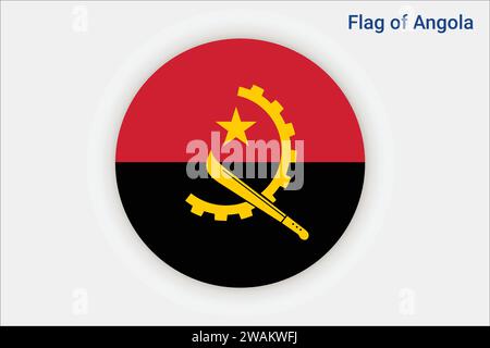 High detailed flag of Angola. National Angola flag. Africa. 3D illustration. Stock Vector