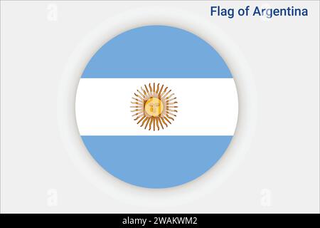 High detailed flag of Argentina. National Argentina flag. South America. 3D illustration. Stock Vector