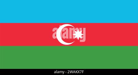 High detailed flag of Azerbaijan. National Azerbaijan flag. Eastern Europe and Western Asia. 3D illustration. Stock Vector