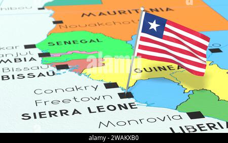 Sierra Leone Political Map with capital Freetown, national borders ...