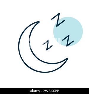Sleeping time vector icon. Moon clock sign. Graph symbol for fitness and weight loss web site and apps design, logo, app, UI Stock Vector