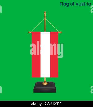 High detailed flag of Austria. National Austria flag. Europe. 3D illustration. Stock Photo