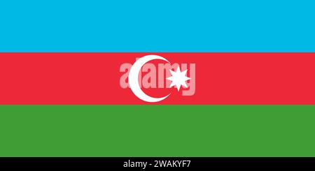 High detailed flag of Azerbaijan. National Azerbaijan flag. Eastern Europe and Western Asia. 3D illustration. Stock Photo