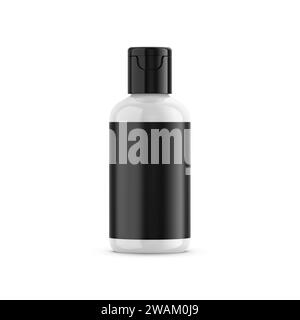Glossy Plastic Cosmetic Bottle Mockup Isolated on Background 3D Rendering Stock Photo