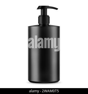 Matte Metallic Cosmetic Bottle with Pump Mockup Isolated on Background 3D Rendering Stock Photo