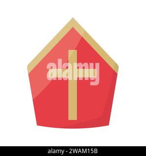 pope, bishop Saint Nicholas hat, barrenwort icon- vector illustration Stock Vector