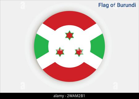 High detailed flag of Burundi. National Burundi flag. Africa. 3D illustration. Stock Vector