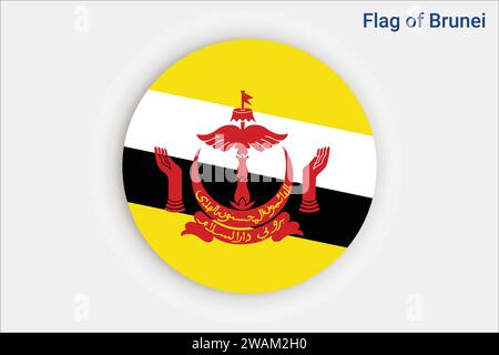 High detailed flag of Brunei. National Brunei flag. Asia. 3D illustration. Stock Vector