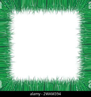 Realistic green grass frame isolated on white. Vector illustration. Stock Vector