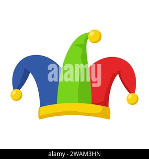 Humor jester joker hat icon isolated on white background. April fools day holiday vector illustration Stock Vector