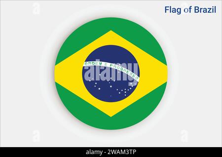 High detailed flag of Brazil. National Brazil flag. South America. 3D illustration. Stock Vector