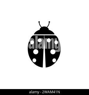 Cute black ladybug icon beetle insect on isolated on white background. Vector illustration. Stock Vector