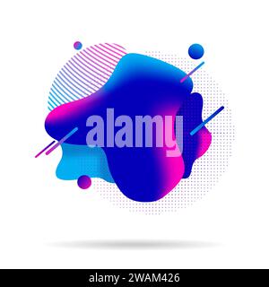 Liquid colorful shapes isolated on white background. Modern abstract banner. Fluid banner design with dots, lines and texturing graphics. Template Stock Photo