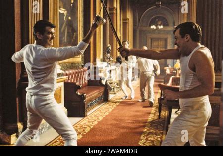 DIE ANOTHER DAY 2002 20th Century Fox film with Pierce Brosnan at left as James Bond and Toby Stephens as Graves Stock Photo