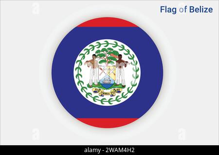 High detailed flag of Belize. National Belize flag. North America. 3D illustration. Stock Vector