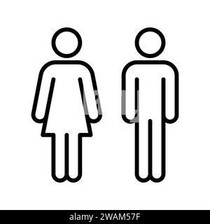 Woman and man sign line icon isolated o white background. Male and Female symbol. Vector illustration. Stock Vector