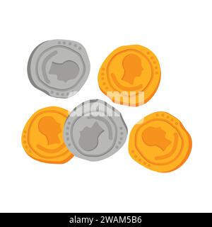 Gold and silver ancient Roman gold coins isolated on white background. Vector illustration. Stock Vector