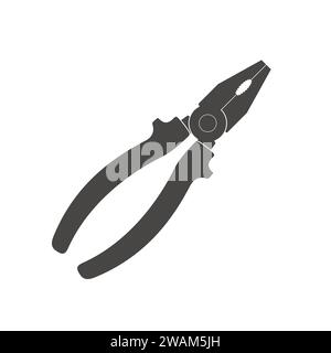 Pliers icon isolated on white background. Builder, construction and repair hand tools with plastic handles. Pliers vector illustration Stock Vector