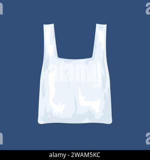 Empty plastic bag with handles isolated on white background. Plastic bag icon waste symbol for pollution problem concept. Vector illustration. Stock Vector