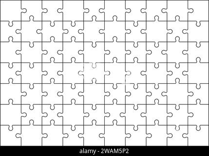 Jigsaws puzzles simple pattern isolated on white, Classic puzzles game element or mosaic part connection. Vector illustration. Stock Vector