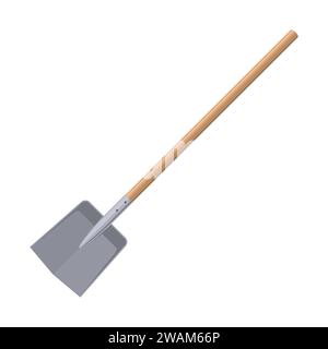 Shovel or spade isolated on white background. Work tool for outdoor activities, digging, gardening. Construction equipment. Vector illustration. Stock Vector