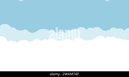 Light blue sky with white clouds seamless background. Vector ...