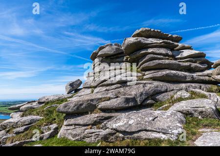 Rough Tor or Roughtor is a tor on Bodmin Moor, Cornwall, England, and is Cornwall's second highest point. It is approximately one mile northwest of Br Stock Photo