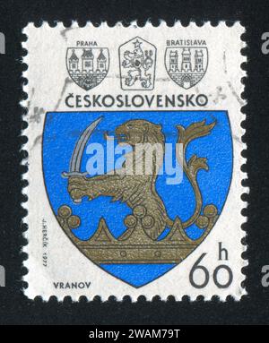 CZECHOSLOVAKIA - CIRCA 1977: stamp printed by Czechoslovakia, shows arms of Vranov, circa 1977 Stock Photo