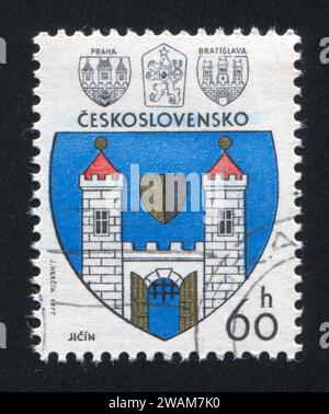 CZECHOSLOVAKIA - CIRCA 1977: stamp printed by Czechoslovakia, shows arms of Jicin, circa 1977 Stock Photo