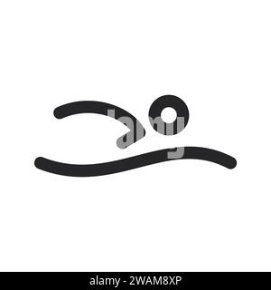 Swimmer icon line silhouette concept logo template isolated on white background. Swimming Vector illustration Stock Vector