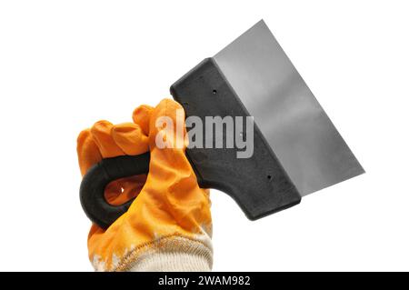 Building trowel in hand isolated on white Stock Photo