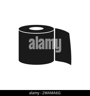 Roll of toilet paper icon in flat style isolated on white background. Vector illustration. Stock Vector