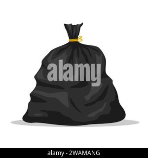 Plastic garbage bag icon isolated on white background. Black container for trash isolated on white. Garbage recycling and utilization equipment. Waste Stock Vector