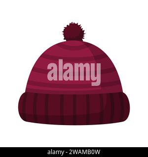 Winter hat icon isolated on white background. Knitting headwear and cap for cold weather. Outdoor clothing. Vector illustration. Stock Vector