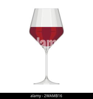 Wineglass with red wine isolated on white background. Alcoholic drink wine glass in flat style. Vector illustration Stock Vector
