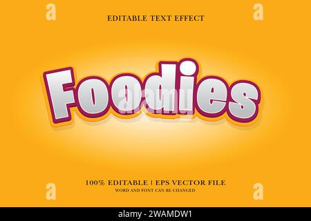 Foodies Editable text Effect with 3d vector design Stock Vector