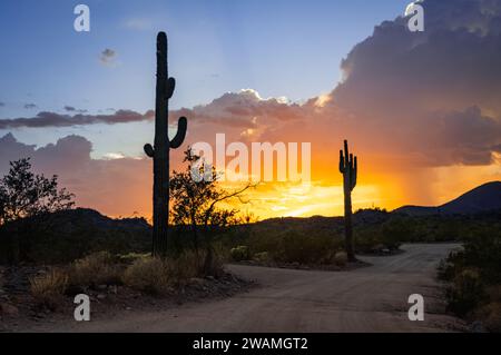 Sunset at Lake Pleasant Regional Park, in Morristown, Arizona. Stock Photo