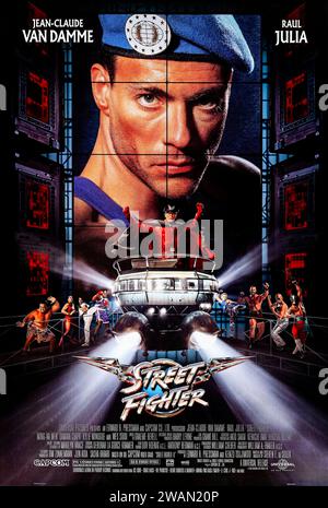 Street Fighter (1994) directed by Steven E. de Souza and starring Jean-Claude Van Damme, Raul Julia, Kylie Minogue and Ming-Na Wen. In the midst of a civil war in South East Asia, a general intensifies the climate of violence by kidnapping 63 UN delegates. To free the hostages, a colonel leads a group of fighters, who will have to use all their skills to be successful. Photograph of an original 1994 us one sheet poster. ***EDITORIAL USE ONLY*** Credit: BFA / Universal Pictures Stock Photo