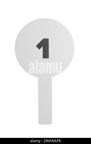 Auction paddle with number 1 isolated on white Stock Photo