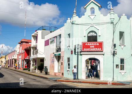 Merida Mexico,centro historico central historic district,men's clothing,guayaberas shirts manufacturing,outside exterior,building front entrance,store Stock Photo