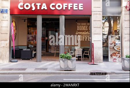 VALENCIA, SPAIN - MARCH 22, 2016. Costa coffee shop in Valencia, Spain. Stock Photo