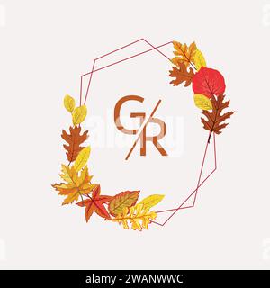 decorative autumn floral frame with sample Text vector, floral autumn frame for wedding frame, greeting card decoration Stock Vector